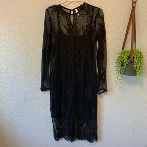 Xhilaration Black Lace with Slip Dress